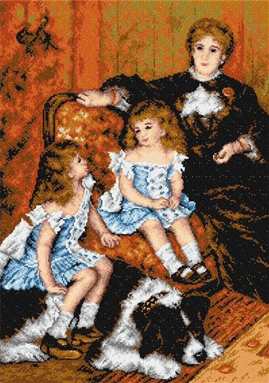 Needlepoint Canvas For Halfstitch W/O Yarn - Mrs. Charpentier With Children