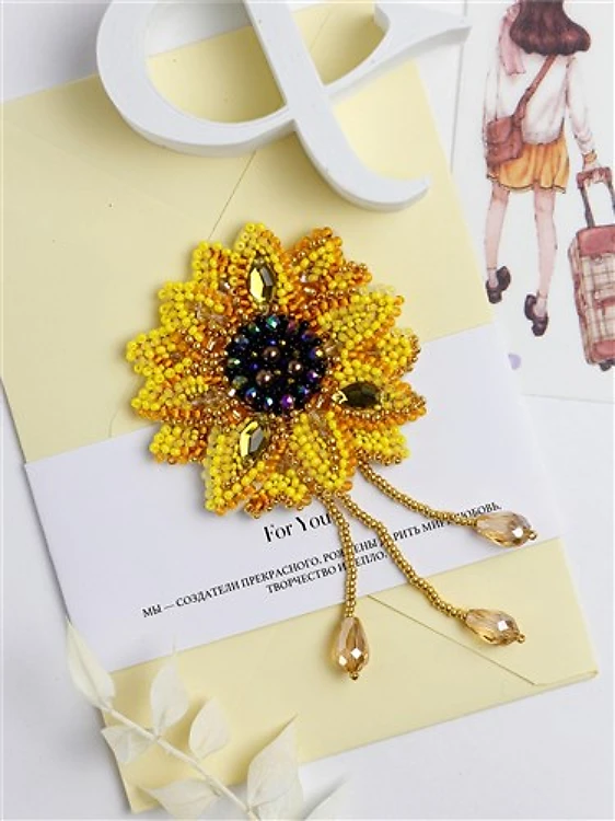 Sunflower Brooch Beadwork Kit