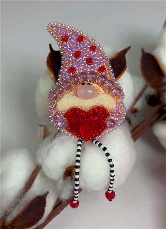 BP-356C Beadwork kit for creating brooch Crystal Art "Valentine"