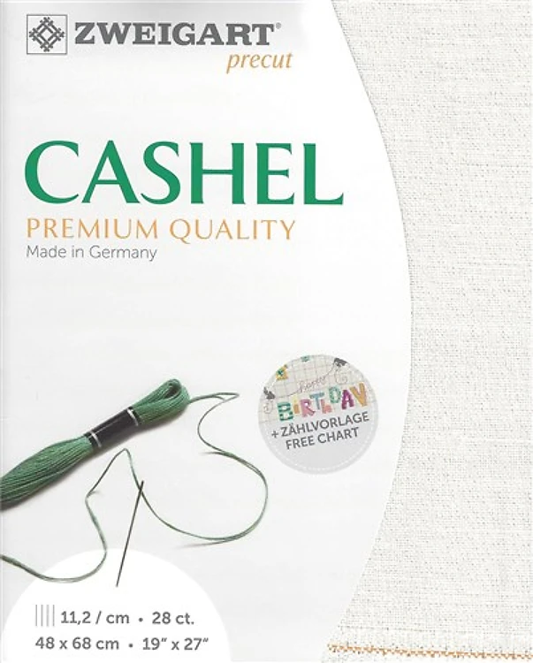 Precut Zweigart Cashel 28 count Opalescent White 3281/1111