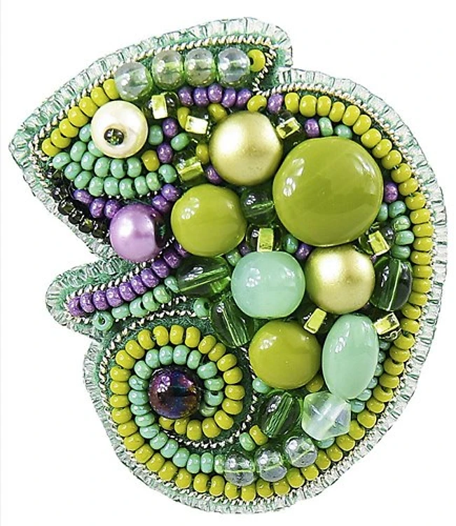 BP-266C Beadwork kit for creating brooch Crystal Art "Chameleon"