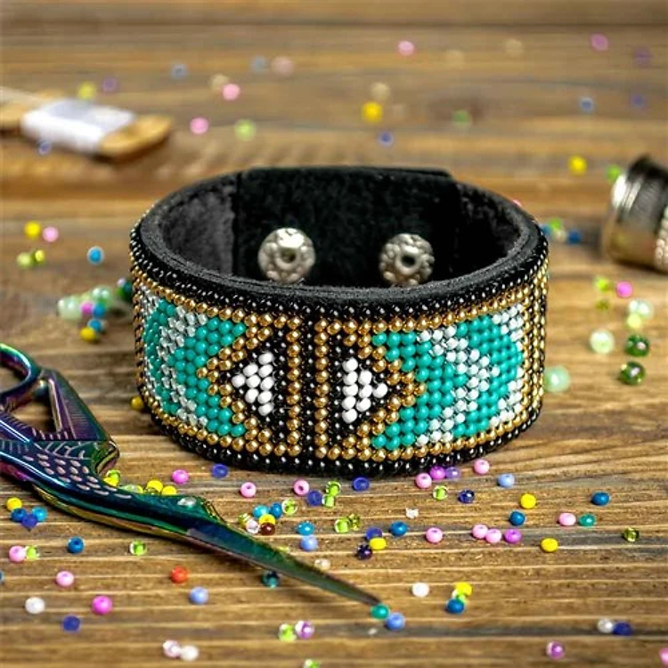 Bracelet Bead Embroidery Kit On Artificial Leather