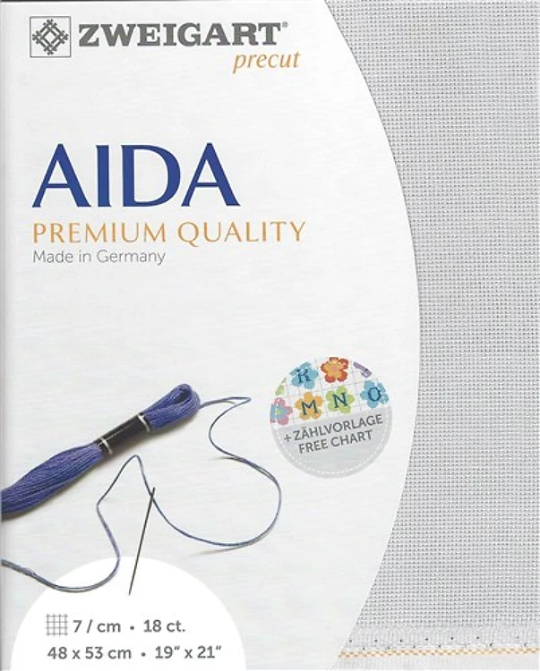 Precut Zweigart Fein-Aida 18 count - Pearl Gray