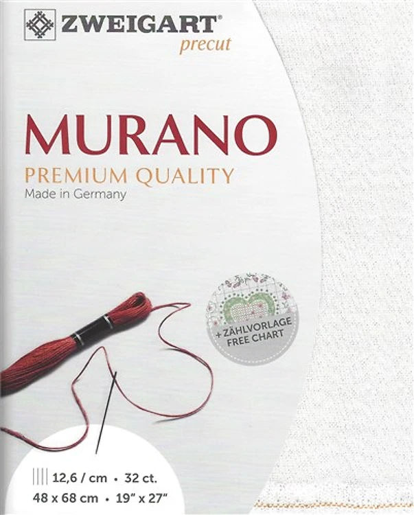 Precut Zweigart Murano 32 count - Pearl Flecked White