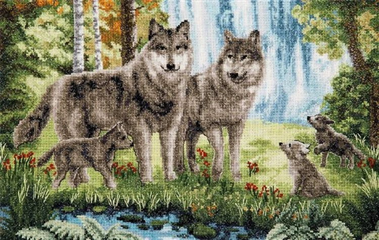 Wolf Family Cross Stitch Kit