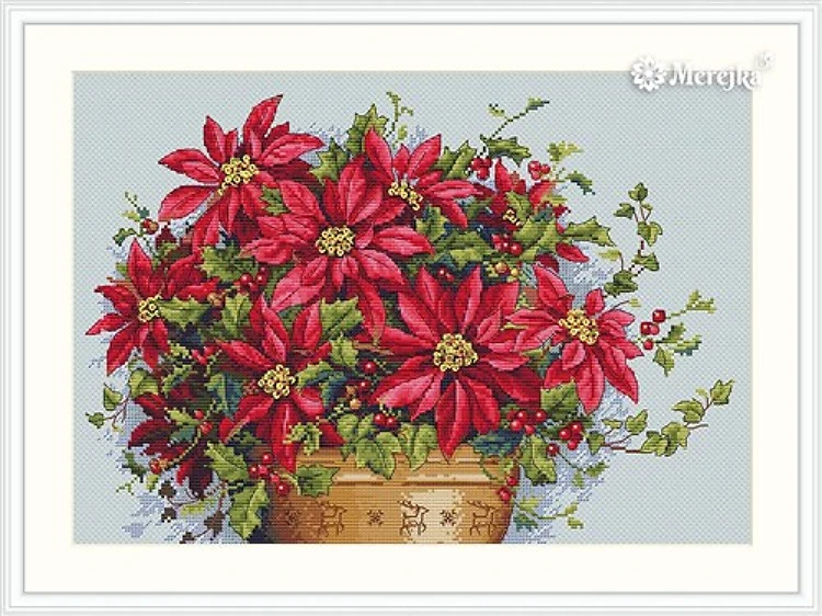 Poinsettia Cross Stitch Kit