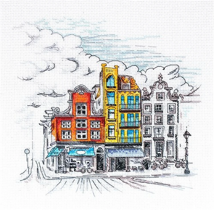 Colored Town Cross Stitch Kit