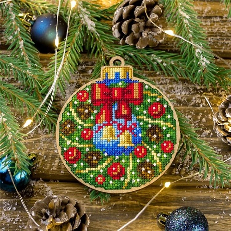 Ornament Cross Stitch On Wood