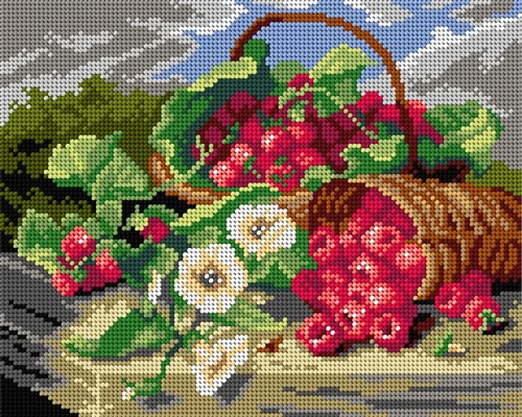 Needlepoint Canvas For Halfstitch W/O Yarn- Still Life with Raspberries