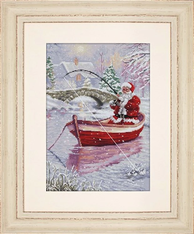 Santa Fishing Cross Stitch Kit