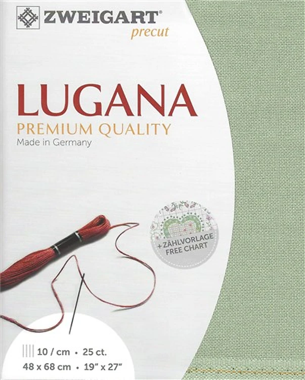 Precut Zweigart Lugana 25 count - Moss Green