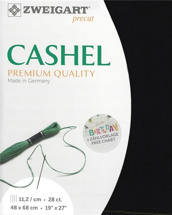 Precut Zweigart Cashel 28 Count Black