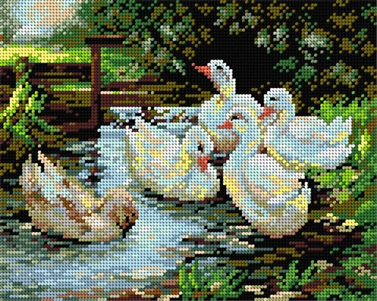 Needlepoint Canvas For Halfstitch W/O Yarn - Aleksander Max Koester - Landscape with Ducks