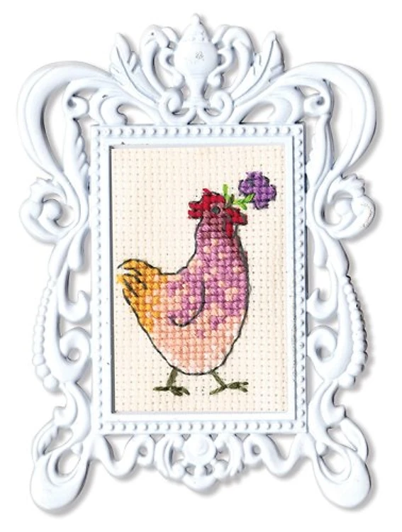 Hen With Flower Cross Stitch Kit