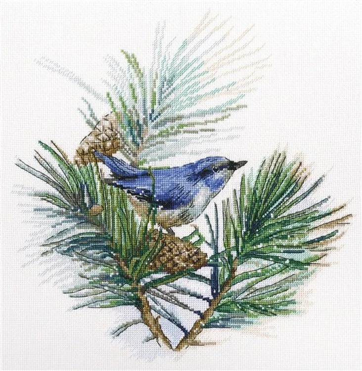 Bird In Pine Tree Cross Stitch Kit