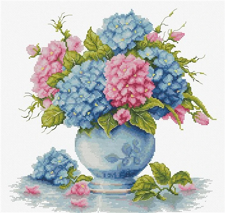 Vase With Hydrangea Cross Stitch Kit