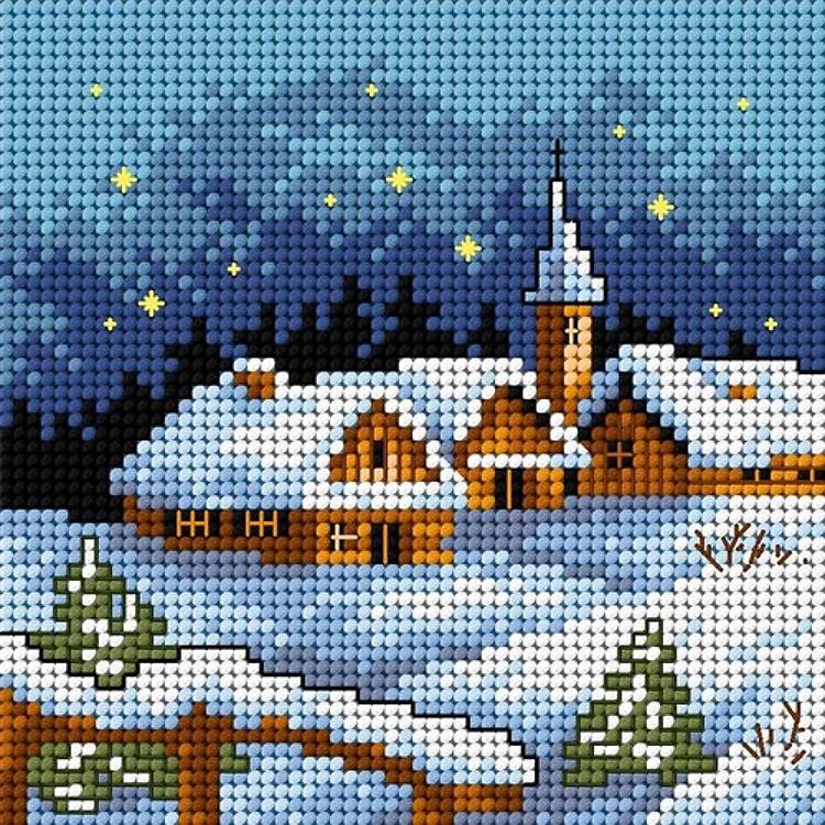 Needlepoint Canvas For Halfstitch W/O Yarn - Winter Landscape at Night