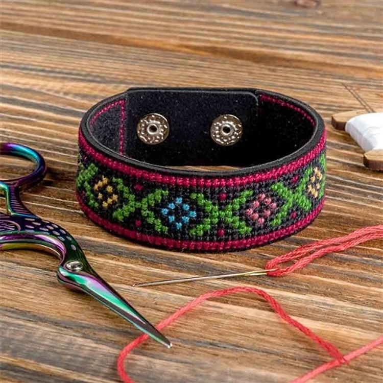 Artificial Leather Bracelet Cross Stitch Kit