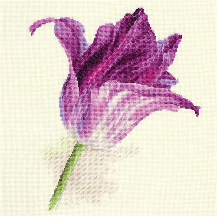 Lilac Velvet Tulips Cross-Stitch Kit