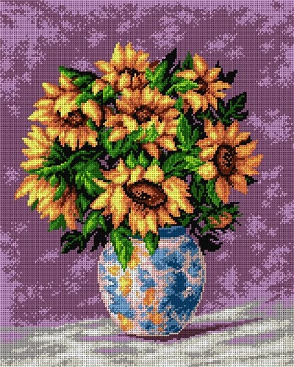 Needlepoint Canvas For Halfstitch W/O Yarn Sunflowers