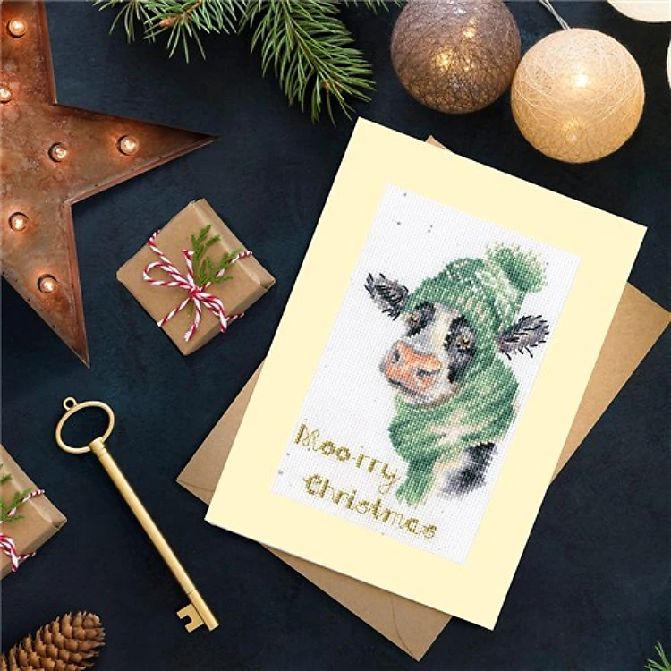 Moo-rry Christmas XMAS67 Counted Cross Stitch Kit