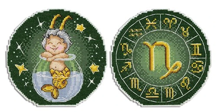 Zodiac Signs. Capricorn SR-704 Plastic Canvas Counted Cross Stitch Kit