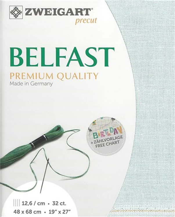Precut Zweigart Belfast 32 count Greyish Blue 3609/7106