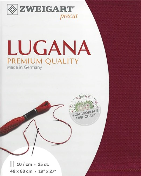 Precut Zweigart Lugana 25 count Victorian Red 3835/906