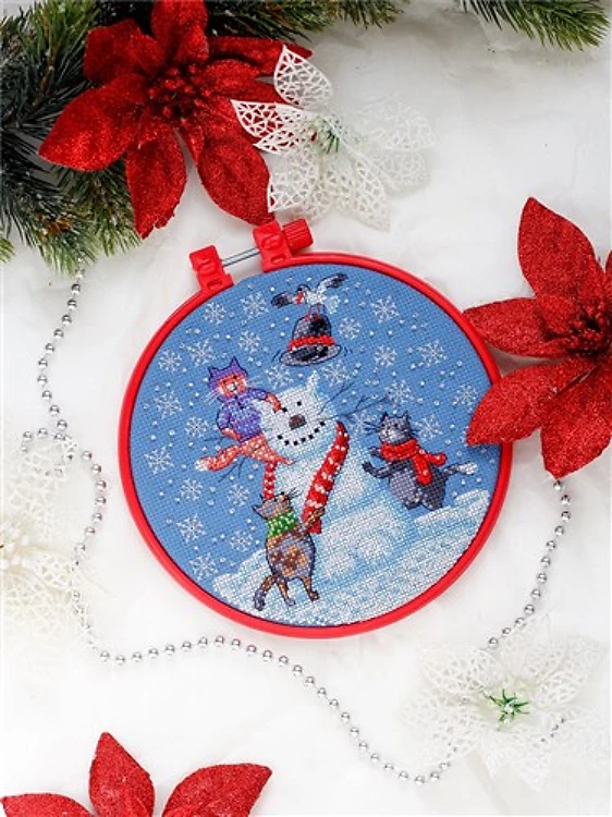 Cross stitch kit Snowman cat AHM-026
