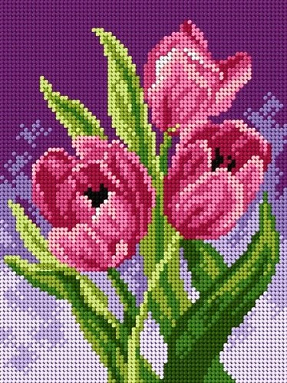 Needlepoint canvas for halfstitch without yarn Tulip 2596F - Printed Tapestry Canvas