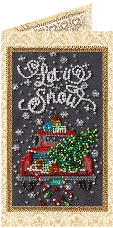Postcard cross-stitch kit - Snow holiday AO-152