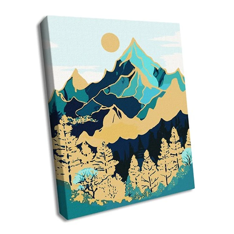 Painting by Numbers kit Mountain landscape with extra metallic paints KHO5102