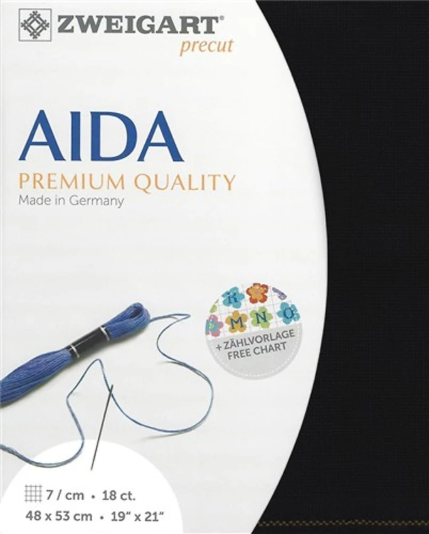 Precut Zweigart Fein-Aida 18 ct. 3793/720 Black