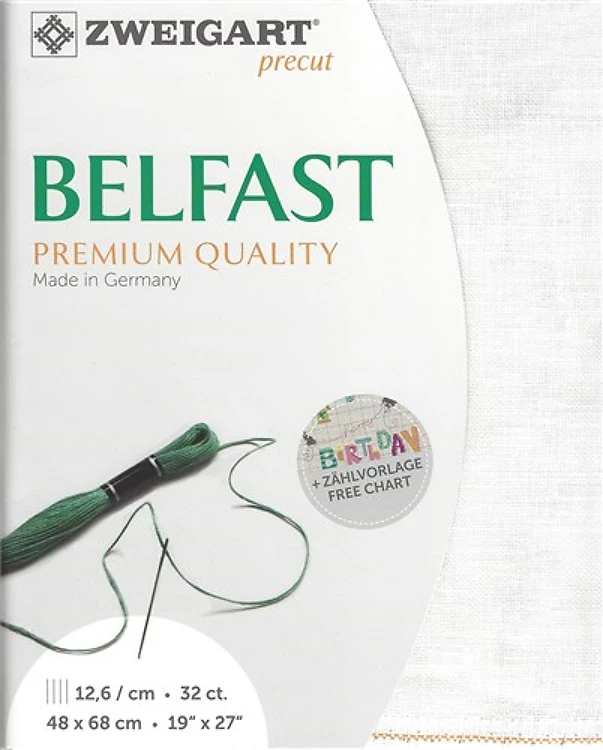 Precut Zweigart Belfast 32 count White 3609/100