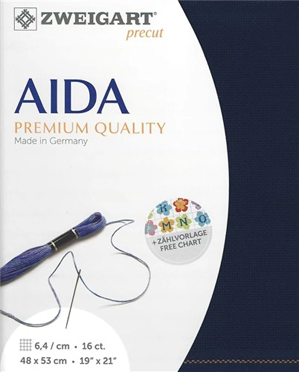 Precut Zweigart Aida 3251/589 Navy Blue