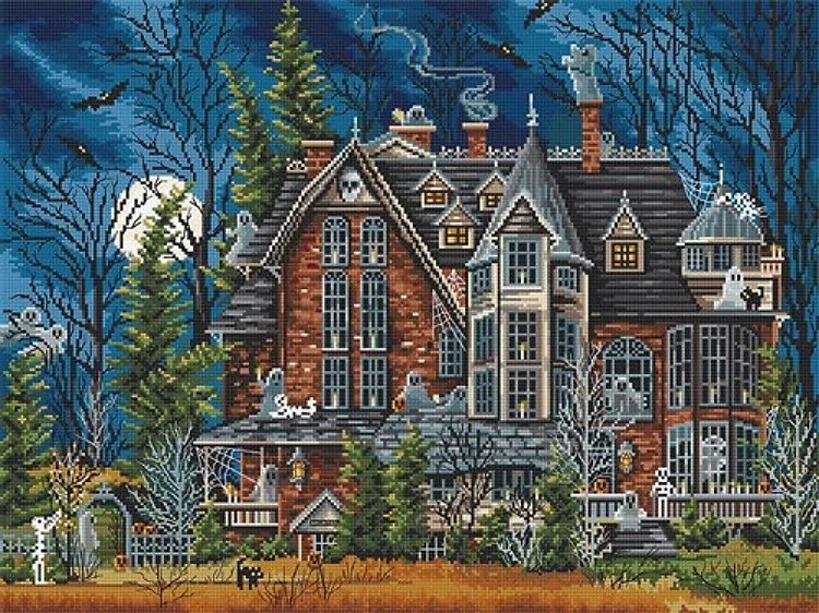 Decorating the Haunted House L8045 Counted Cross Stitch Kit