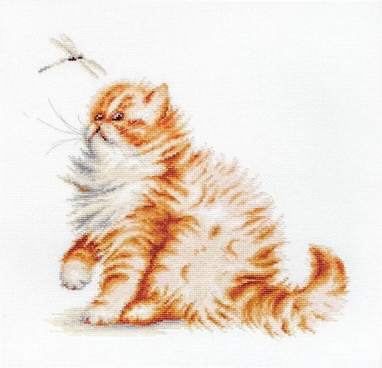 Kitten with a dragonfly B2270L Counted Cross-Stitch Kit