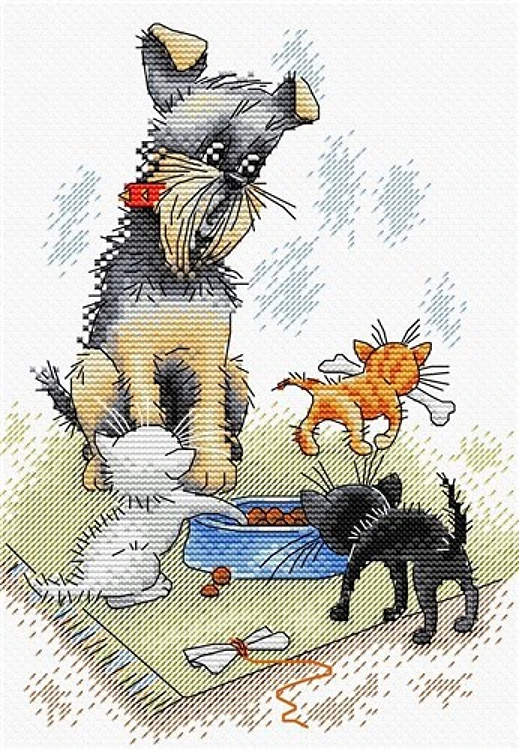 Dog & Puppies SM-204 Counted Cross Stitch Kit