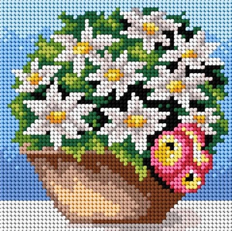 Gobelin canvas for halfstitch without yarn Basket of White Flowers