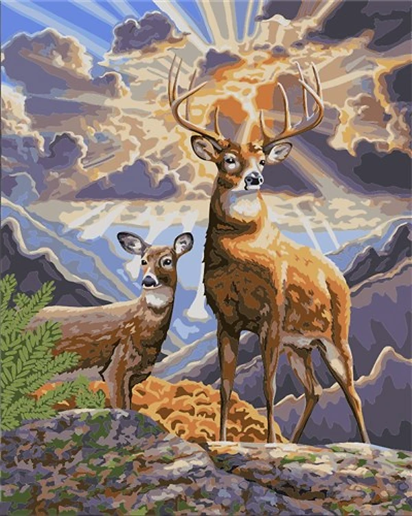 Painting by Numbers kit Crafting Spark Winter Deers H062 19.69 x 15.75 in