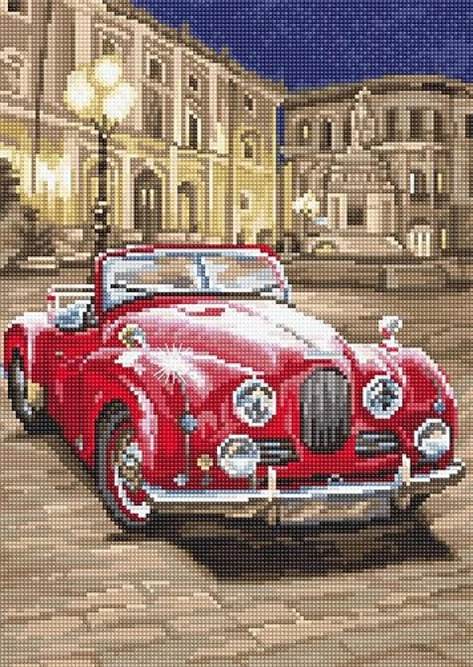 Counted Cross Stitch Kit Red Sports Car L8034