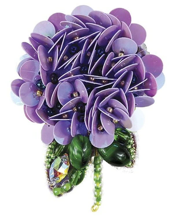 BP-272C Beadwork kit for creating brooch Crystal Art "Hydrangea"