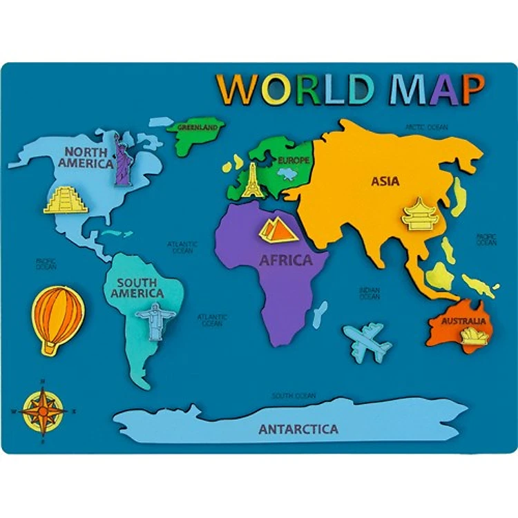 Rosa Talent World Map 3D Paint Set, MDF, 9.65*7.28 inches