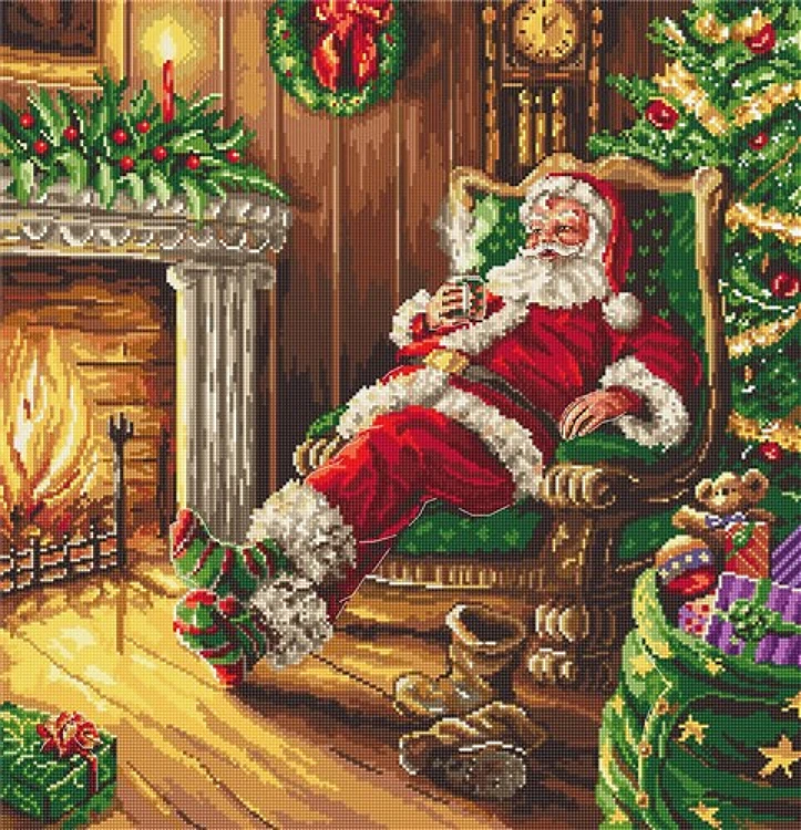 Santa's rest by the chimney L8052 Counted Cross Stitch Kit
