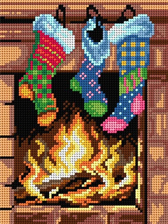 Gobelin canvas for halfstitch without yarn By the Fireplace 3501F
