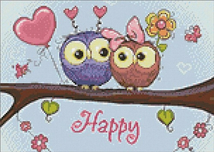 Owl Date WD2320 14.9 x 10.6 inches Wizardi Diamond Painting Kit