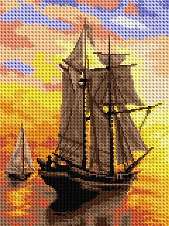 Gobelin canvas for halfstitch without yarn after William Bradford - Sunset in Fundy Bay (fragment) 2849J