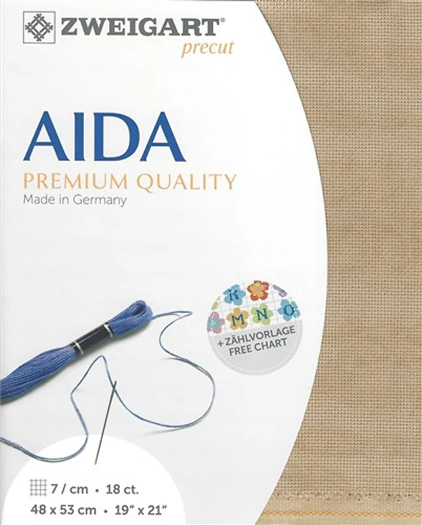 Precut Zweigart Fein-Aida Vintage 18 count Vintage Country Mocha 3793/3009