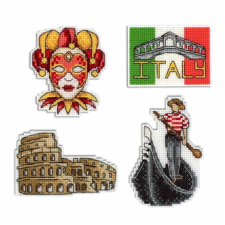 Italy Magnets P-309 / SR-309 Plastic Canvas Counted Cross Stitch Kit
