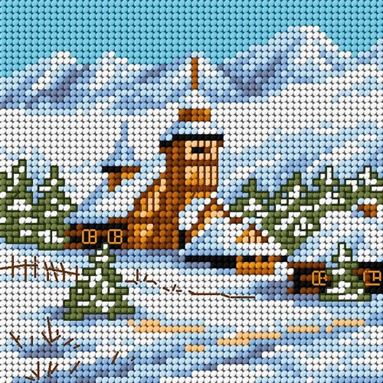 Gobelin canvas for halfstitch without yarn Winter Lanscape with Church 2168D